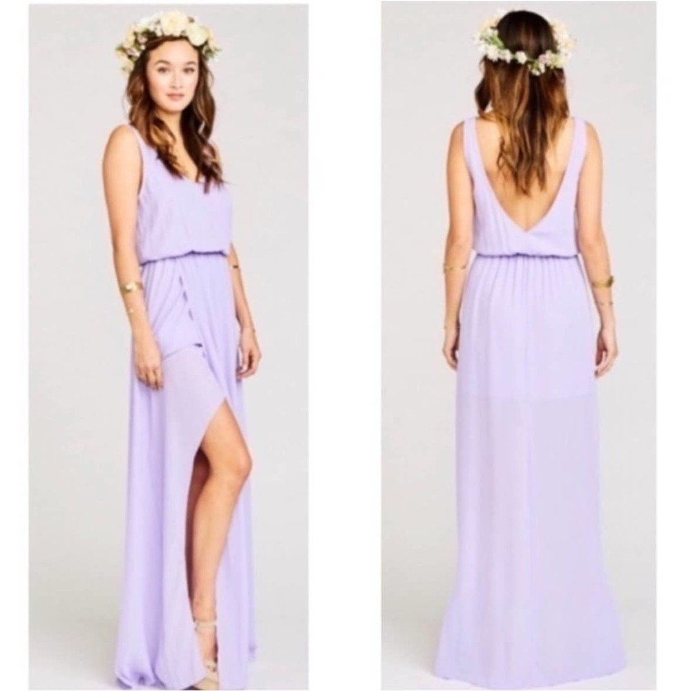 Show Me Your Mumu Kendall maxi dress lilac purple chiffon side slit small NWT